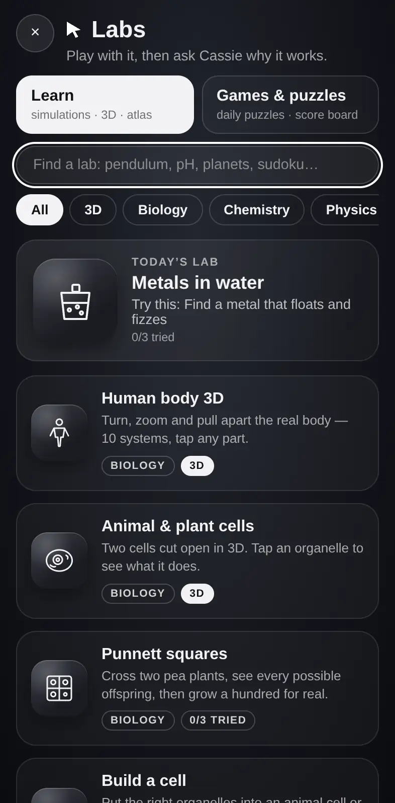 Cassie’s Labs on a phone
